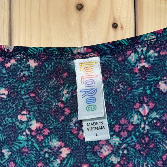 LuLaRoe Floral Green, Purple, & Pink Blouse L - Picture 4 of 6